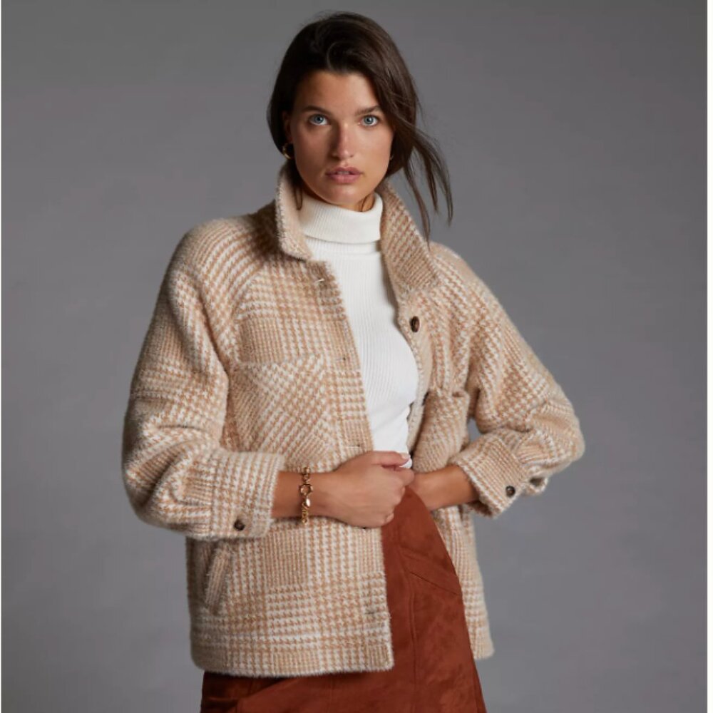 Houndstooth Shirt Jacket - Anthropologie
